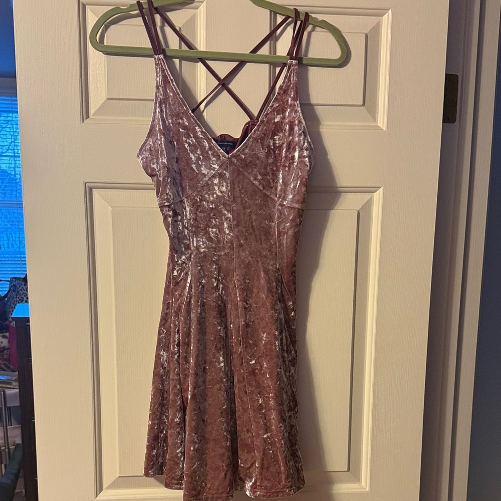 American Eagle Outfitters Velvet Mini Dress in Pink